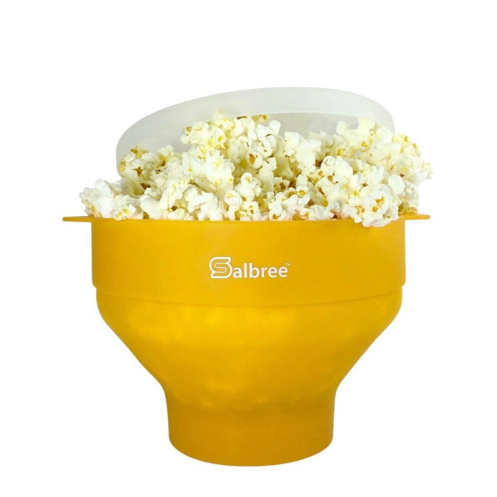 Salbree Microwave Popcorn Popper Silicone Collapsible 16 Cup Bowl Lid Yellow
